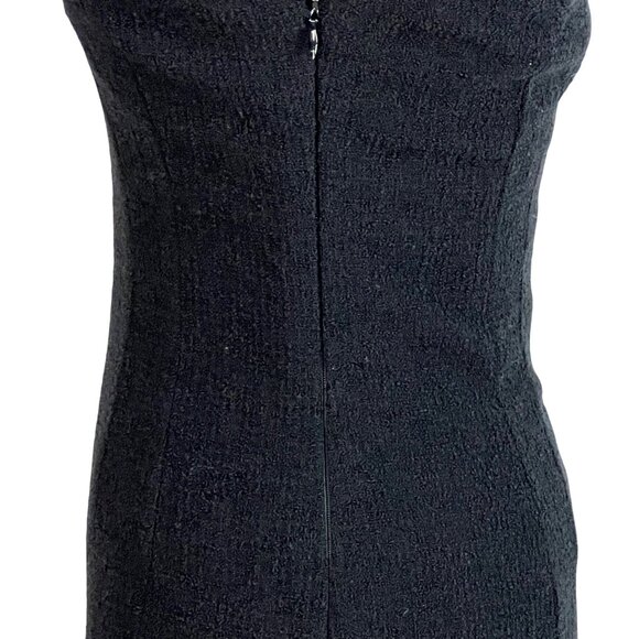 Kate Spade Evia Black Wool Bouclé Chain Ruffle Dress 2 Elegant Old Money Luxury - Picture 7 of 13